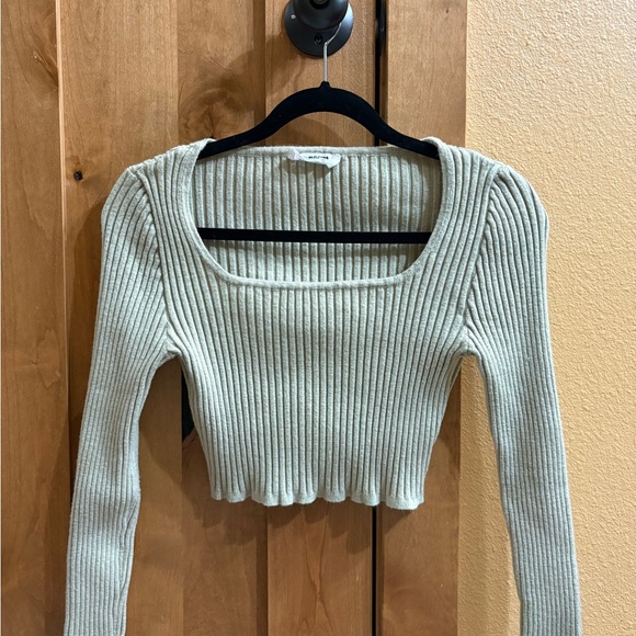 3 Ribbed Long Sleeve Tops - Blue Stripe, Light Blue, Olive - Picture 5 of 10